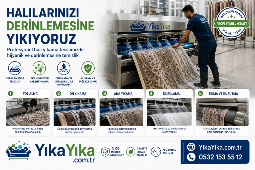 Halı Yıkama Süreci Aşamaları İnfografik